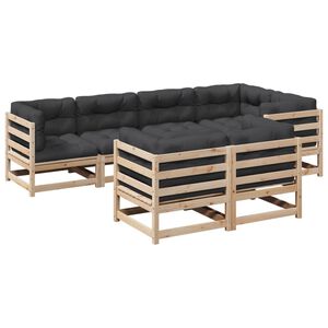 vidaXL 7 Piece Garden Sofa Set with Cushions Solid Wood Pine