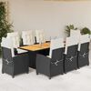 vidaXL 9 Piece Garden Dining Set with Cushions Black Poly Rattan