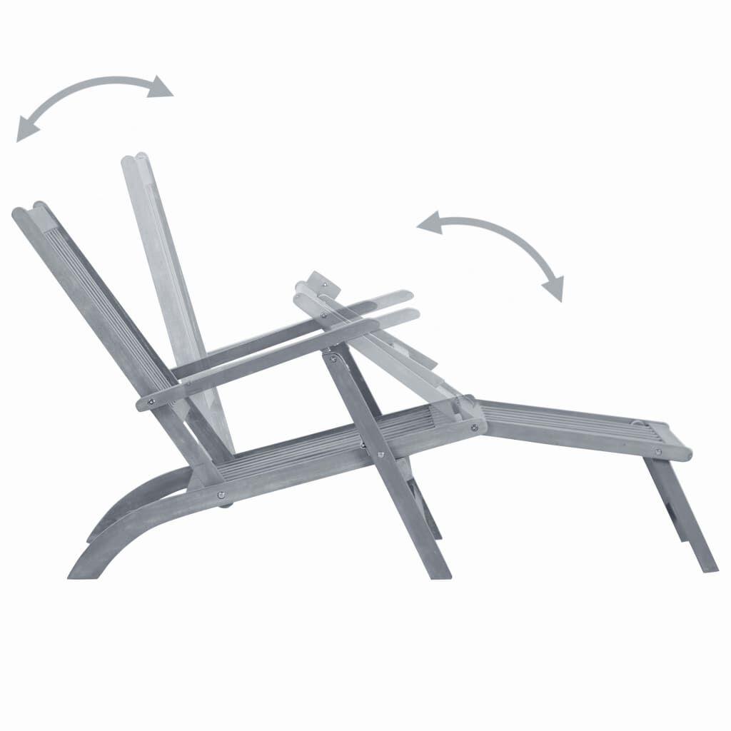 vidaXL Outdoor Deck Chair with Footrest Grey Wash Solid Acacia Wood