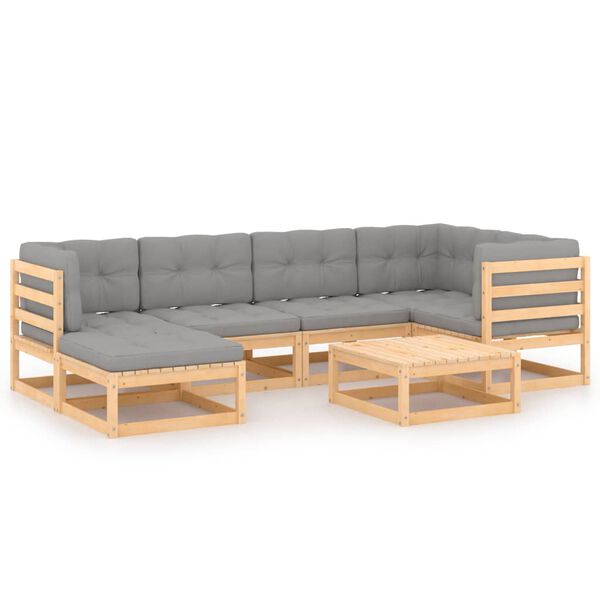 vidaXL 7 Piece Garden Lounge Set with Cushions Solid Pinewood