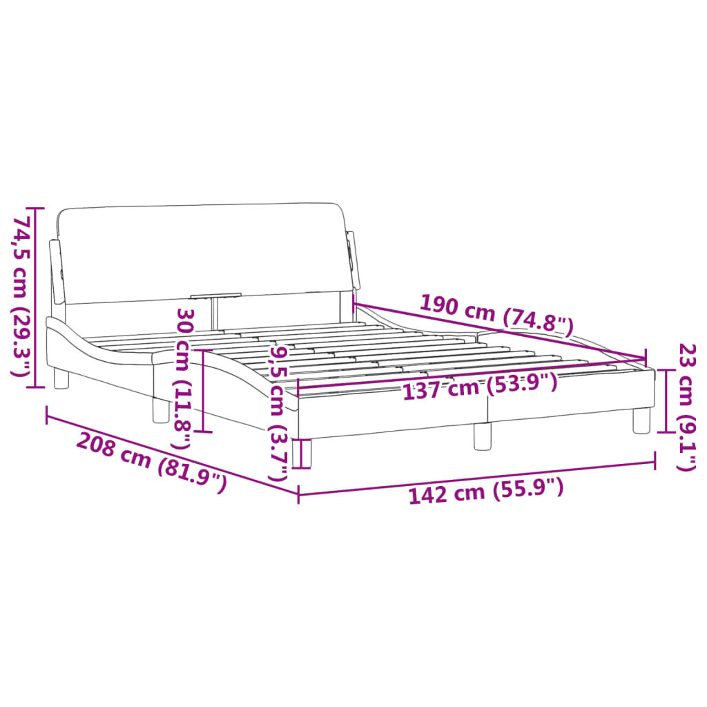 vidaXL Bed Frame without Mattress White 137x187 cm Double Faux Leather