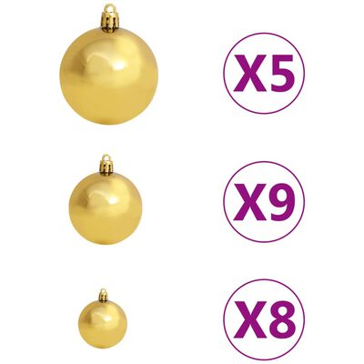 vidaXL Artificial Pre-lit Christmas Tree with Ball Set 180 cm Green