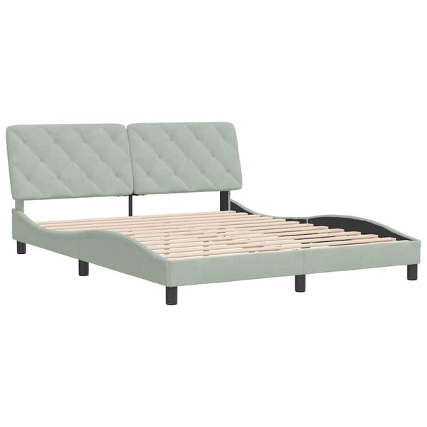 vidaXL Bed Frame without Mattress Light Grey 152x203 cm Queen Velvet