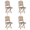 vidaXL 5 Piece Folding Outdoor Dining Set with Cushions Bamboo