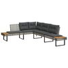 vidaXL 2 Piece Garden Sofa Set with Cushions Grey Poly Rattan and Acacia