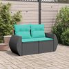vidaXL Garden Sofa with Cushions 2-Seater Black Poly Rattan