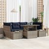 vidaXL Sofa Set with Cushion 7 pcs Grey and Navy Blue Poly Rattan