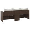 vidaXL 3-Seater Garden Sofa with Cushions Brown Poly Rattan