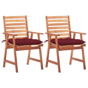 vidaXL Outdoor Dining Chairs 2 pcs with Cushions Solid Acacia Wood