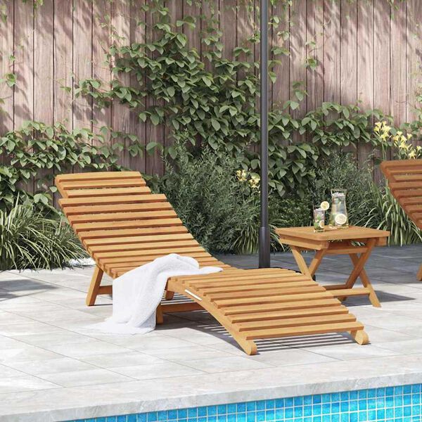vidaXL Sun Lounger Folding Brown 184 x 55 x 59 cm Solid Teak Wood