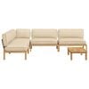vidaXL Sofa Set with Cushion Plain 5 pcs Beige Solid Acacia Wood