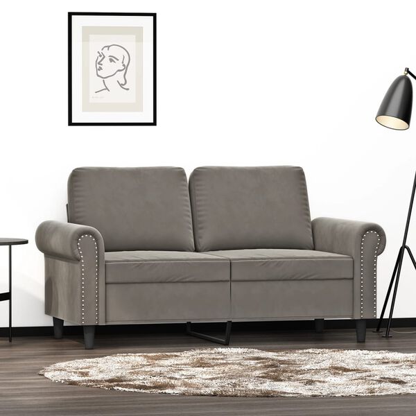 vidaXL 2-Seater Sofa Light Grey 120 cm Velvet