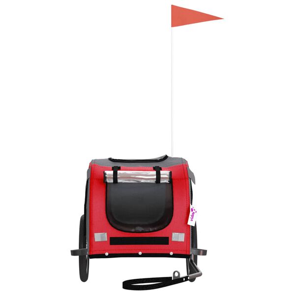 vidaXL Pet Bike Trailer Red and Grey Oxford Fabric and Iron