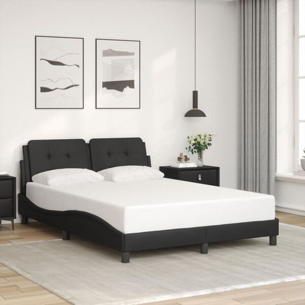 vidaXL Bed Frame without Mattress "Zadar" Black 137x190 cm Faux Leather
