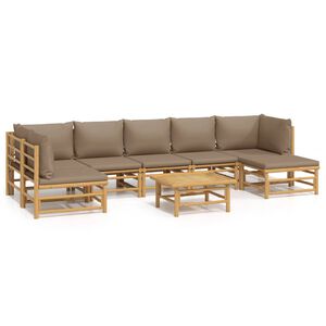 vidaXL 8 Piece Garden Lounge Set with Taupe Cushions Bamboo