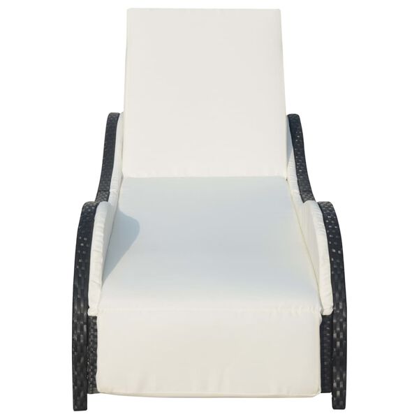 vidaXL Sun Lounger with Cushion Poly Rattan Black