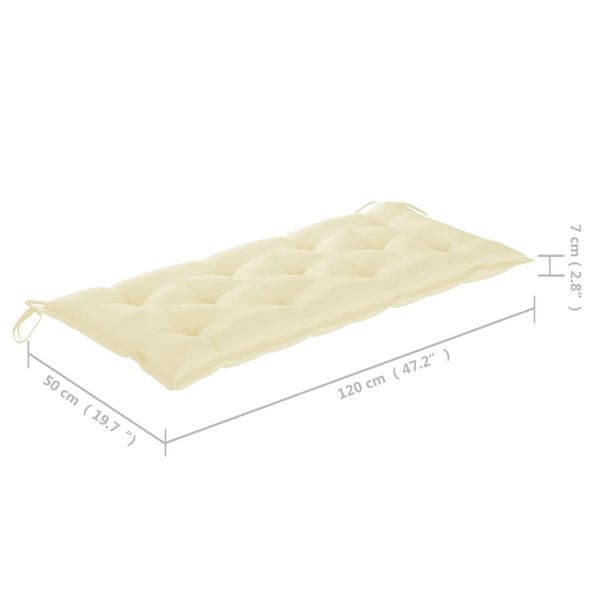 vidaXL Batavia Bench with Cream White Cushion 120 cm Solid Teak Wood