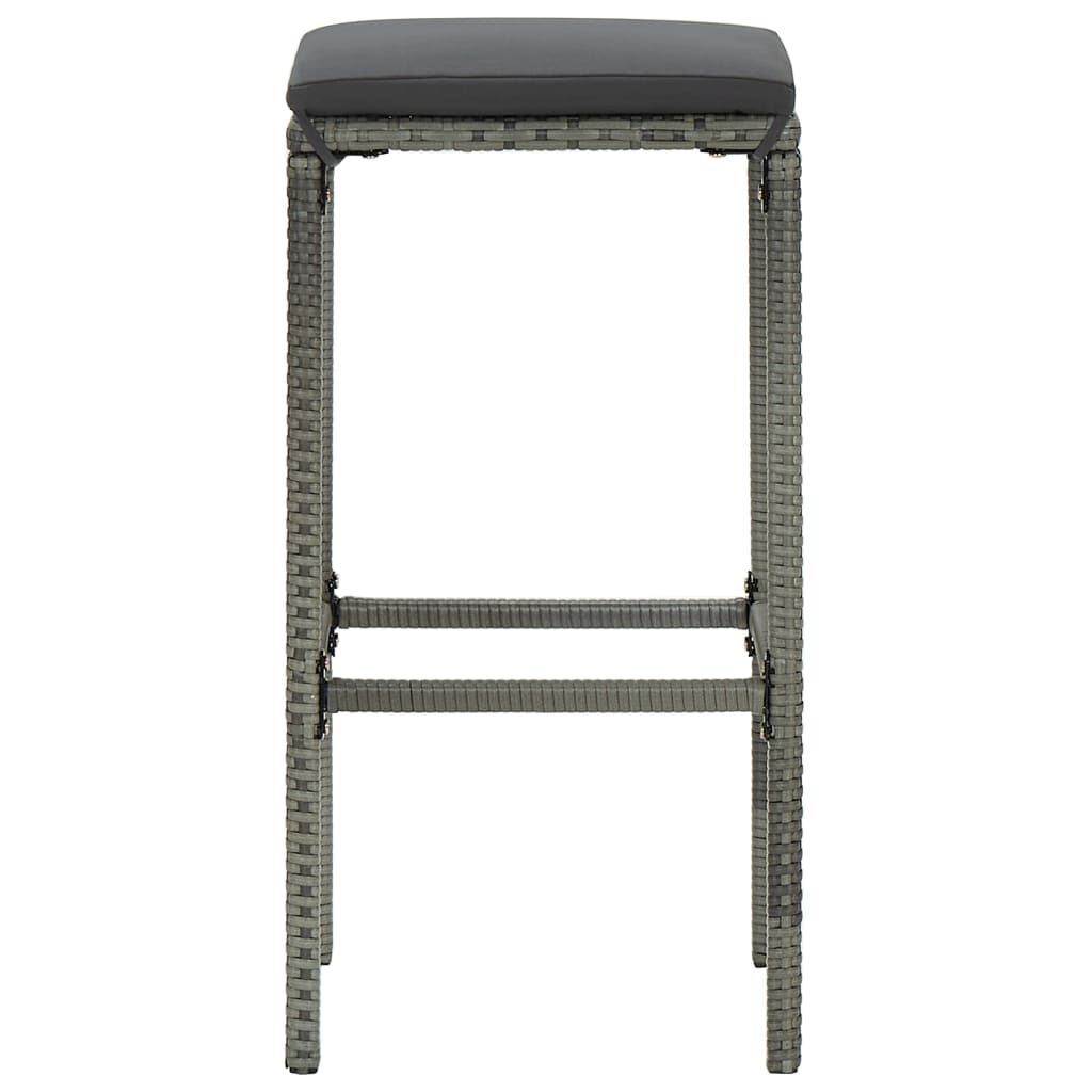 vidaXL 7 Piece Garden Bar Set with Cushions Poly Rattan Grey