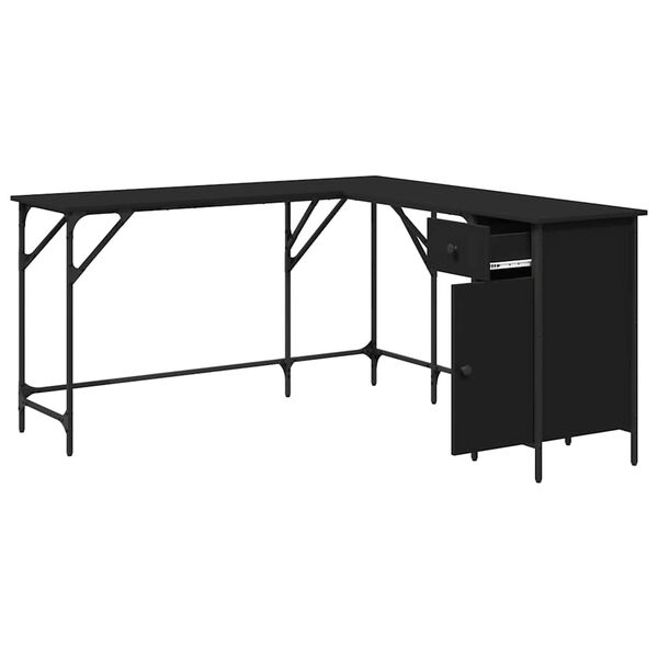 vidaXL Desk Black 141x141x75 cm Engineered Wood