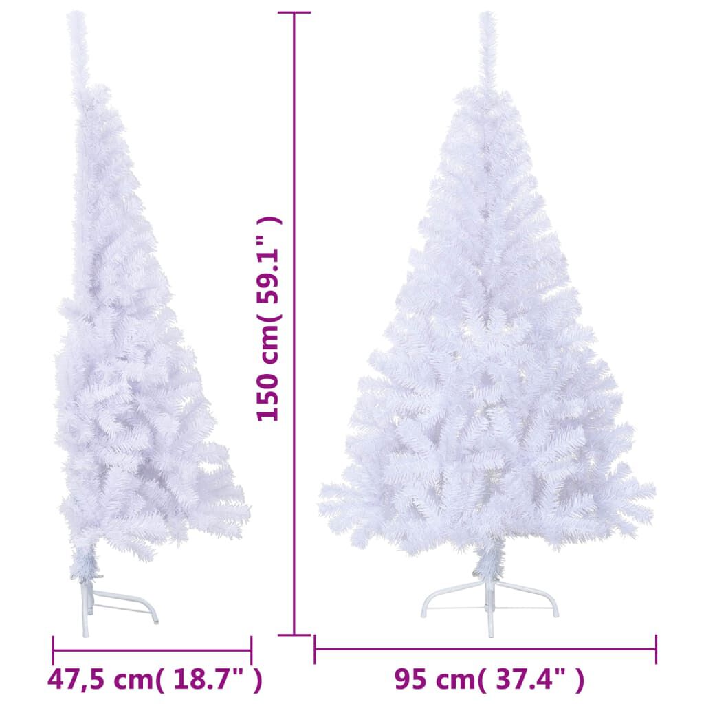 vidaXL Artificial Half Christmas Tree with Stand White 150 cm PVC
