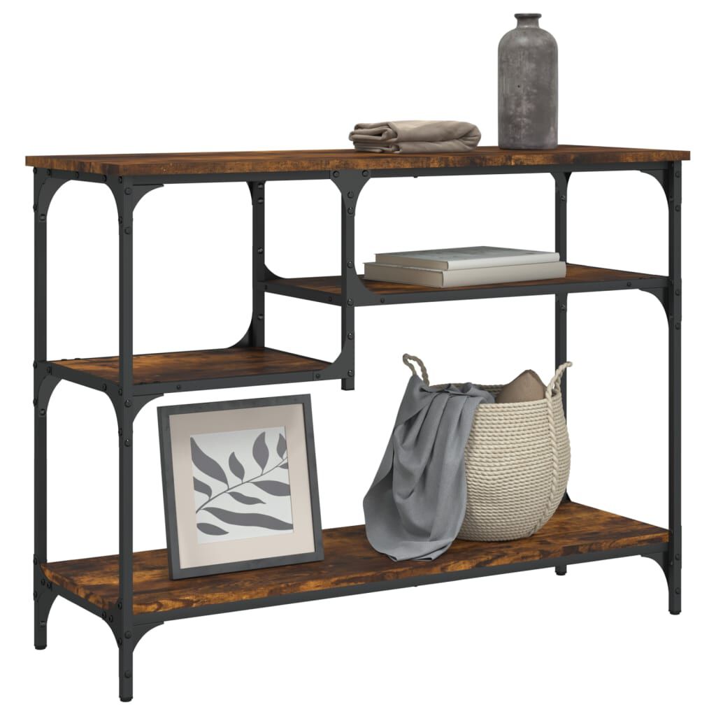 vidaXL Console Table with Shelves Smoked Oak 100x35x75 cm