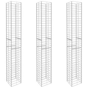 vidaXL Gabion Baskets 3 pcs Galvanised Steel 25x25x197 cm