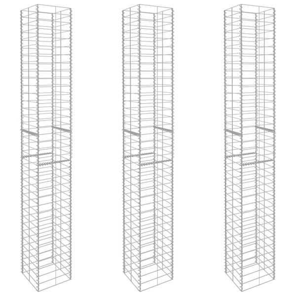 vidaXL Gabion Baskets 3 pcs Galvanised Steel 25x25x197 cm