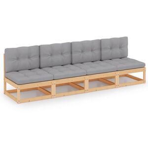 vidaXL 4-Seater Sofa with Cushions Solid Pinewood