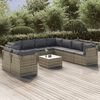 vidaXL 10 Piece Garden Lounge Set with Cushions Grey Poly Rattan