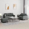 vidaXL 3 Piece Sofa Set with Cushions Dark Grey Fabric