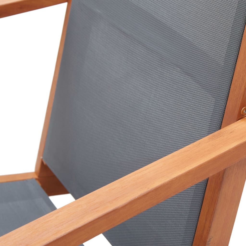 vidaXL Garden Lounge Chair Grey Solid Eucalyptus Wood and Textilene