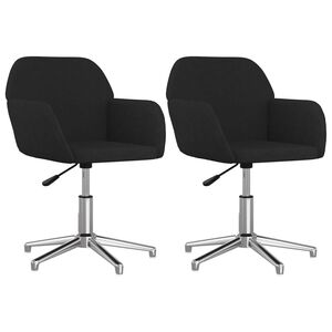 vidaXL Swivel Dining Chairs 2 pcs Black Fabric