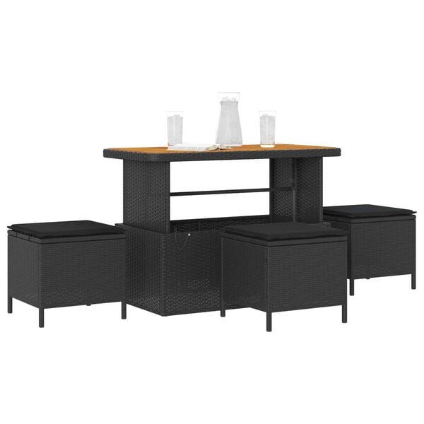 vidaXL Garden Dining Set 4 pcs Black Poly rattan