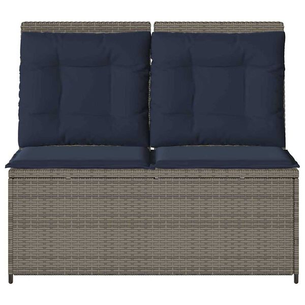 vidaXL Garden Bench with Cushion Grey Poly rattan