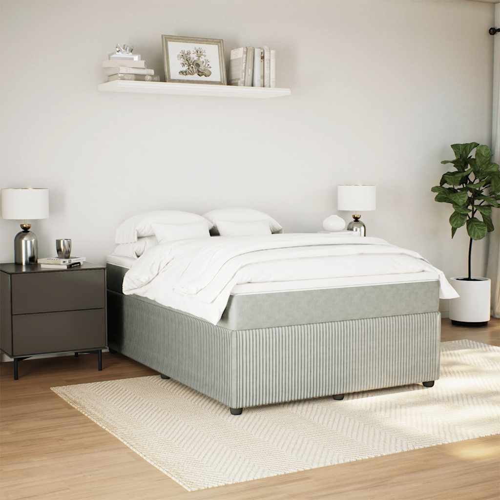 vidaXL Box Spring Bed with Mattress Light Grey Queen Velvet