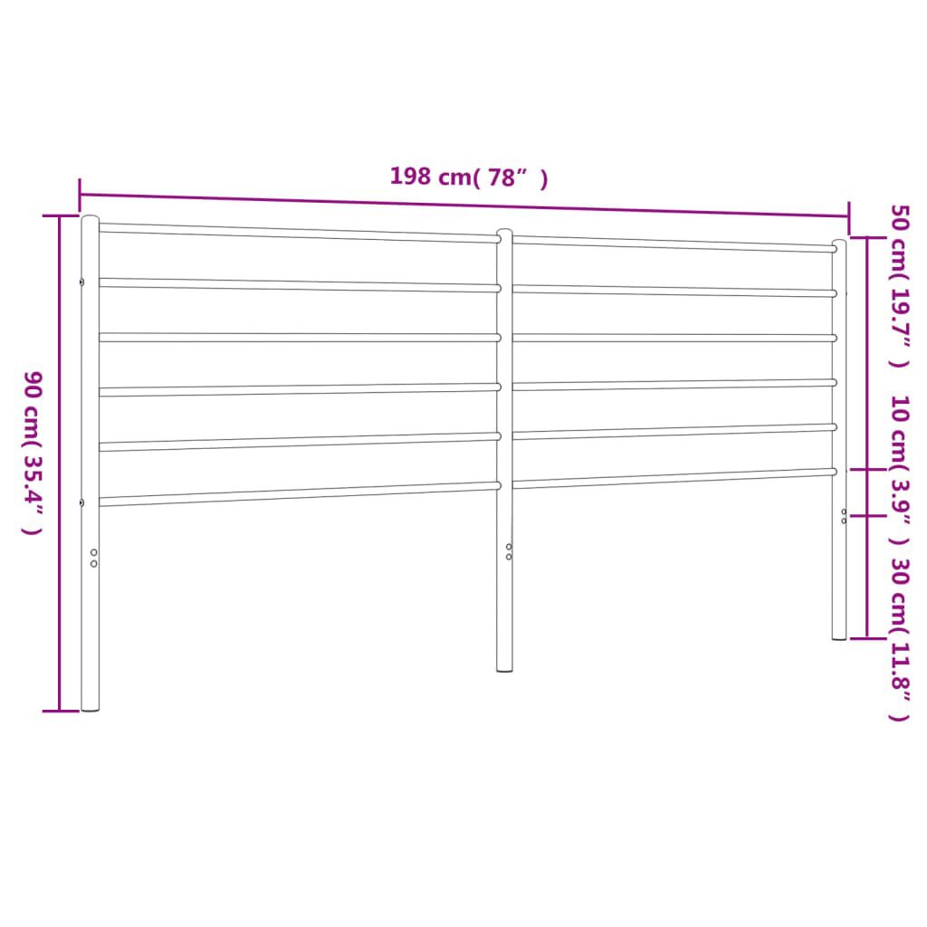 vidaXL Metal Headboard Black 193 cm