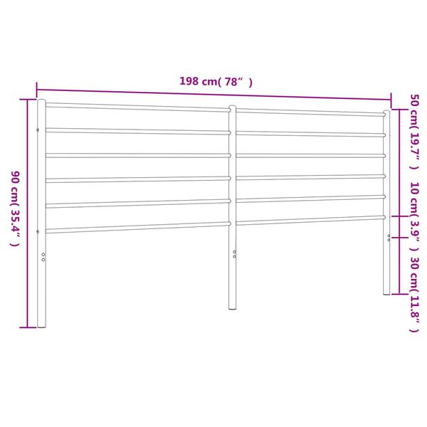 vidaXL Metal Headboard Black 193 cm