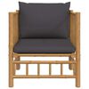 vidaXL Garden Sofa with Dark Grey Cushions Bamboo
