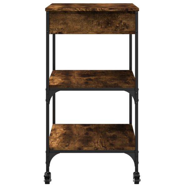 vidaXL Kitchen Trolley Smoked Oak 60x48x89.5 cm Engineered Wood