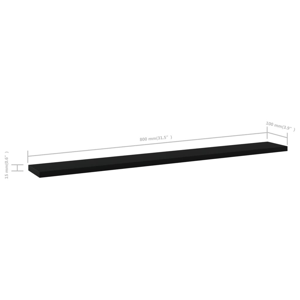 vidaXL Bookshelf Boards 8 pcs Black 80x10x1.5 cm Engineered Wood