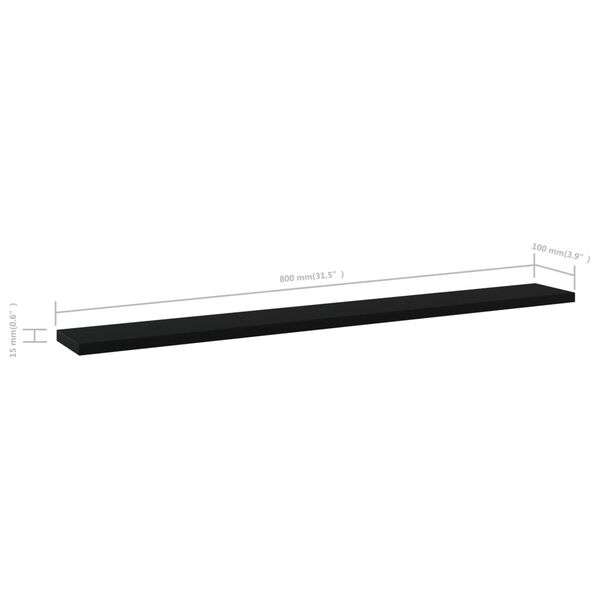 vidaXL Bookshelf Boards 8 pcs Black 80x10x1.5 cm Engineered Wood