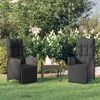 vidaXL Outdoor Reclining Chairs with Cushions 2 pcs Poly Rattan Black
