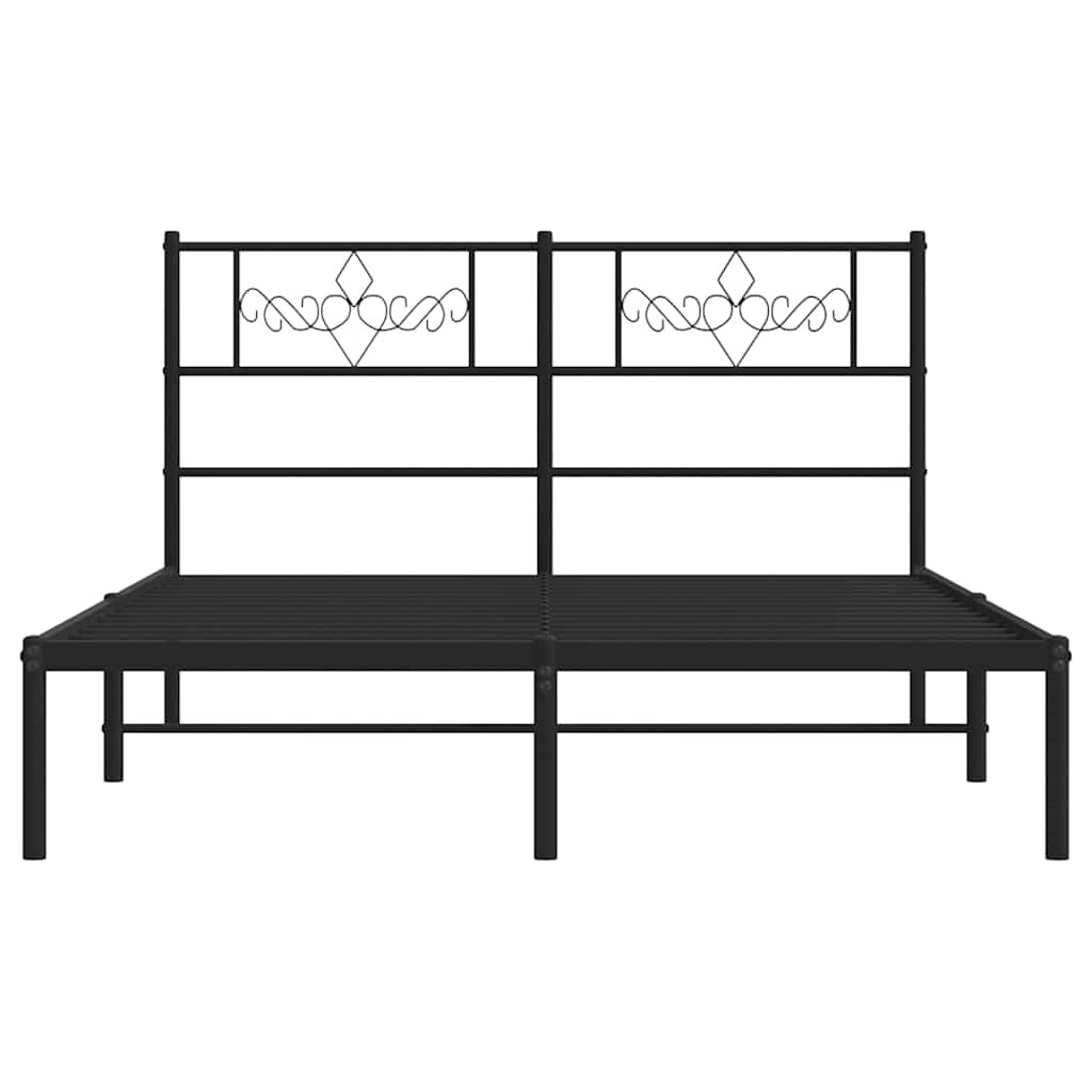 vidaXL Metal Bed Frame without Mattress with Headboard Black 135x190cm
