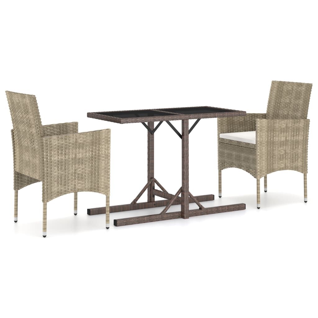 vidaXL 3 Piece Garden Dining Set Beige
