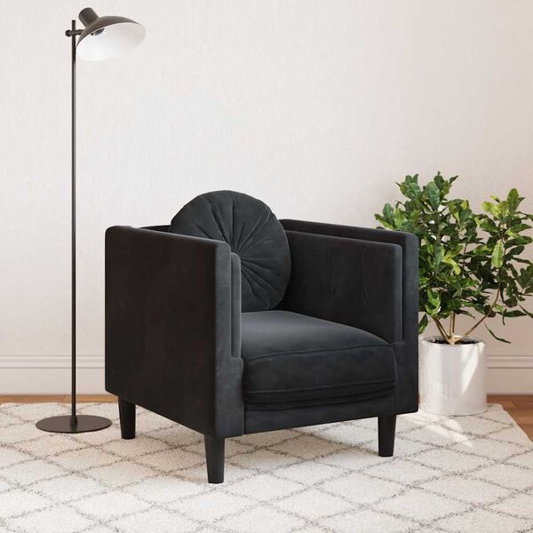 vidaXL Sofa Chair with Cushion Black Velvet