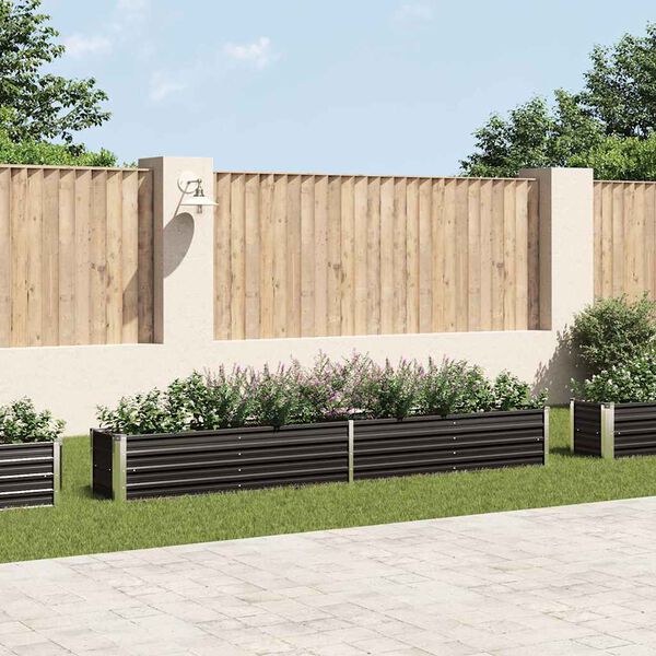 vidaXL Garden Raised Bed Galvanised Steel 320x40x45 cm Anthracite