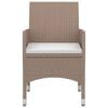 vidaXL 3 Piece Garden Dining Set with Cushions Poly Rattan and Glass