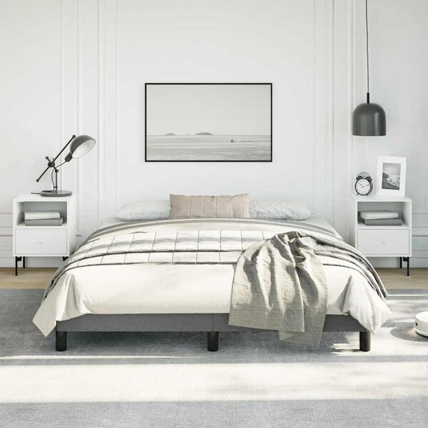vidaXL Bed Frame without Mattress Dark Grey 152x203 cm Queen Fabric