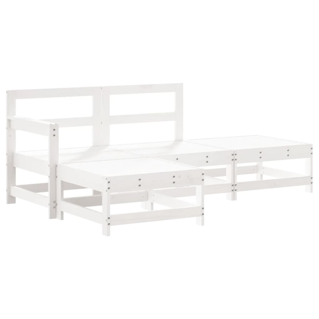 vidaXL 4 Piece Garden Lounge Set White Solid Wood Pine