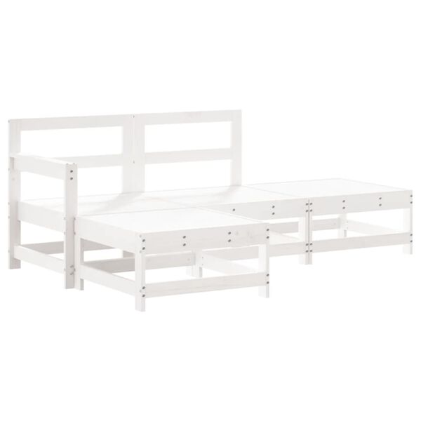 vidaXL 4 Piece Garden Lounge Set White Solid Wood Pine